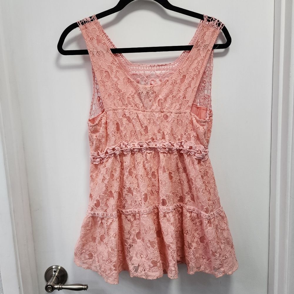 Rue21 salmon pink lace track blouse - Picture 3 of 4